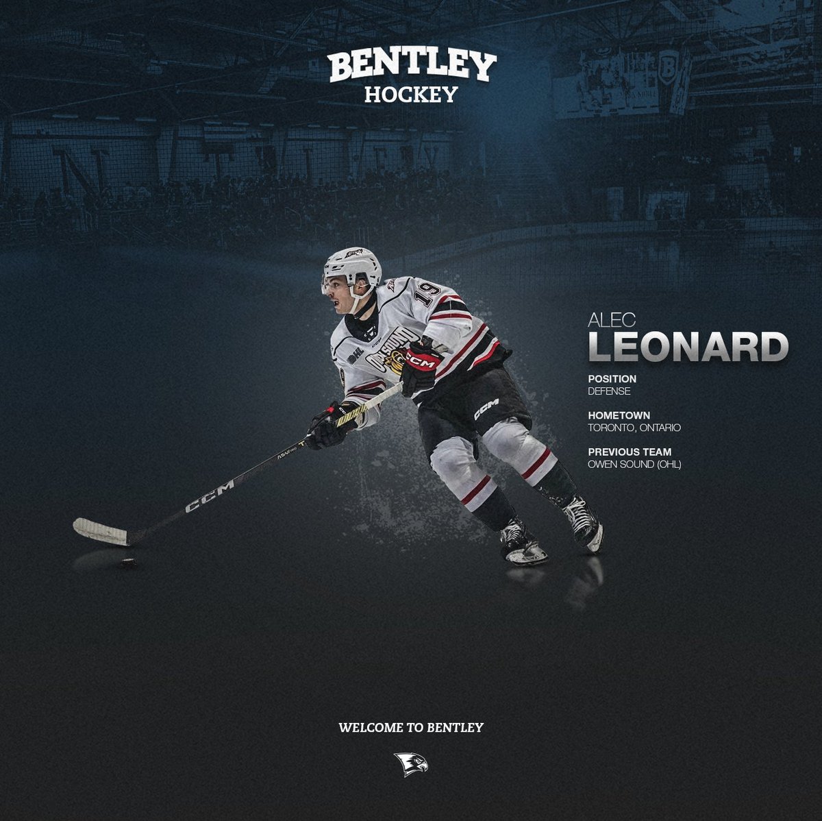 Alec Leonard joins Bentley after four seasons skating in the Ontario Hockey League (OHL)

A defenseman, he played in over 250 games in the OHL, most recently with the Owen Sound Attack, and helped his teams reach the OHL playoffs three times

Welcome to Bentley!