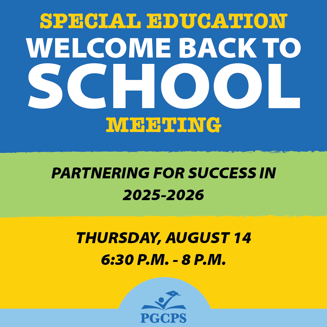 pgcps's tweet photo. Join the Department of Special Education on Thursday, Aug. 14 to learn about resources and get tips to start the school year strong!

✅ Register https://t.co/BpeTiJrDTE https://t.co/m2c1AZLpfs
