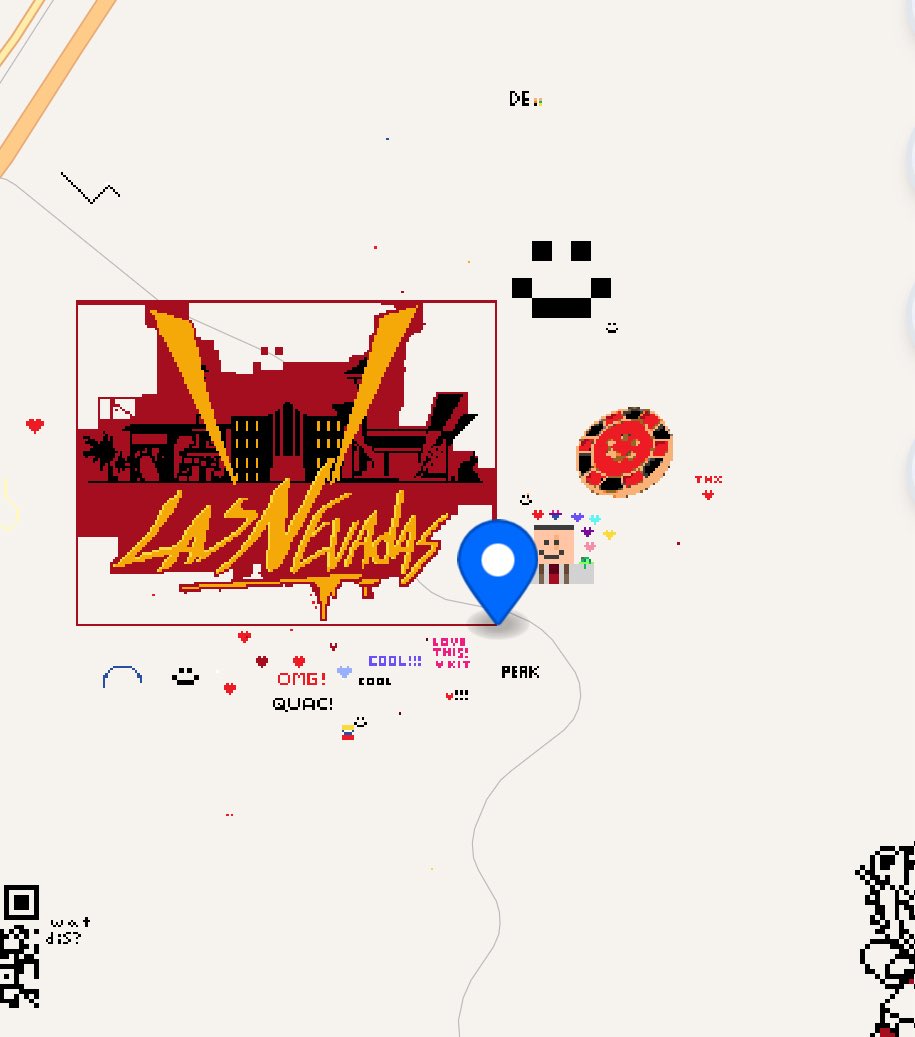 quackupdates's tweet image. Hello everyone! On wplace, there are a lot of beautiful drawings dedicated to Quackity! After seeing some, we found some empty space next to a mural being done by some talented members of the community!

Here, in Las Vegas, there is a beautiful poster for Las Nevadas being…