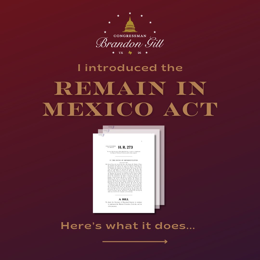 Congress must pass my REMAIN in Mexico Act: President Trump’s proven border policy that slashed illegal crossings, stopped bogus asylum claims, and increased deportations.

Here’s how my bill secures our border permanently: 🧵