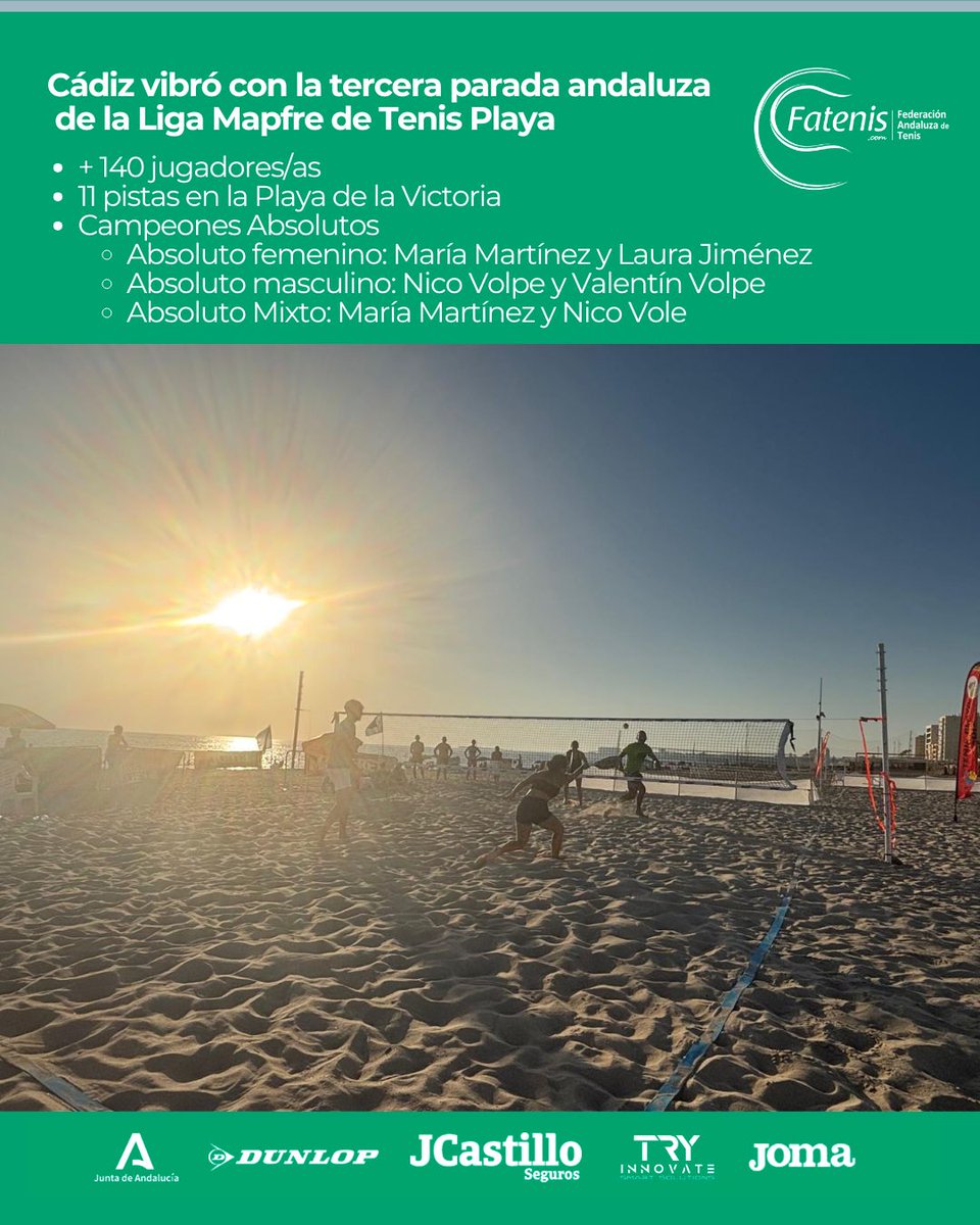 #TenisAndalucía (@fattenis) on Twitter photo 🏖 𝐋𝐚 𝐏𝐥𝐚𝐲𝐚 𝐝𝐞 𝐥𝐚 𝐕𝐢𝐜𝐭𝐨𝐫𝐢𝐚 𝐯𝐨𝐥𝐯𝐢ó 𝐚 𝐫𝐮𝐠𝐢𝐫 𝐜𝐨𝐧 𝐞𝐥 𝐦𝐞𝐣𝐨𝐫 𝐭𝐞𝐧𝐢𝐬 𝐩𝐥𝐚𝐲𝐚 𝐧𝐚𝐜𝐢𝐨𝐧𝐚𝐥 🏖
✨ Tercera parada de la Liga Mapfre de Tenis Playa <a href="/RFETenis/">Tenis España</a> en Andalucía
👇👇👇
fatenis.com/tenisandalucia…
@deporteand 🏖 𝐋𝐚 𝐏𝐥𝐚𝐲𝐚 𝐝𝐞 𝐥𝐚 𝐕𝐢𝐜𝐭𝐨𝐫𝐢𝐚 𝐯𝐨𝐥𝐯𝐢ó 𝐚 𝐫𝐮𝐠𝐢𝐫 𝐜𝐨𝐧 𝐞𝐥 𝐦𝐞𝐣𝐨𝐫 𝐭𝐞𝐧𝐢𝐬 𝐩𝐥𝐚𝐲𝐚 𝐧𝐚𝐜𝐢𝐨𝐧𝐚𝐥 🏖
✨ Tercera parada de la Liga Mapfre de Tenis Playa <a href="/RFETenis/">Tenis España</a> en Andalucía
👇👇👇
fatenis.com/tenisandalucia…
@deporteand