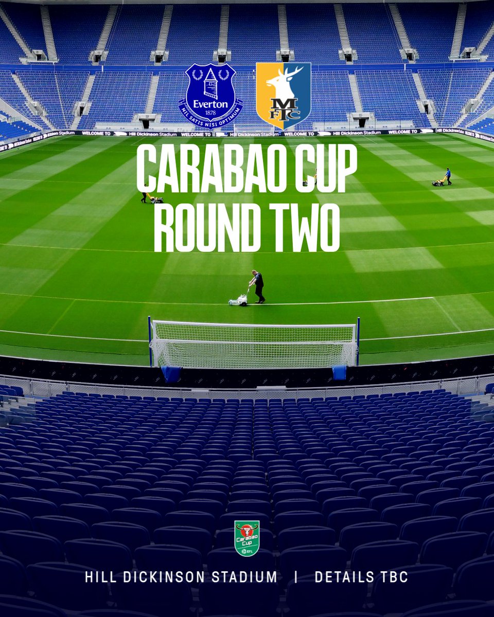 Everton (@everton) on Twitter photo We will face <a href="/mansfieldtownfc/">Mansfield Town FC</a> at Hill Dickinson Stadium in the second round of the <a href="/Carabao_Cup/">Carabao Cup</a>. 🏆 We will face <a href="/mansfieldtownfc/">Mansfield Town FC</a> at Hill Dickinson Stadium in the second round of the <a href="/Carabao_Cup/">Carabao Cup</a>. 🏆