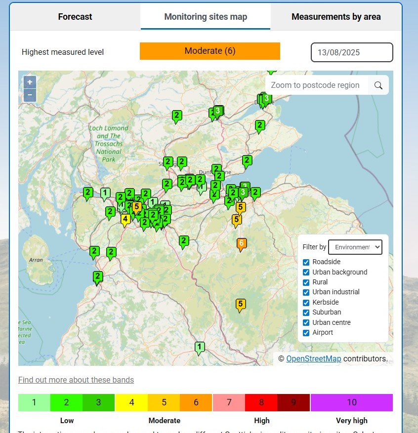 Today's HIGHEST air pollution levels were measured in PEEBLES and the Scottish Borders - and Townhead in Glasgow (inside the LEZ).

This is ground level ozone, and formation increases during warm sunny weather. 

Remember this, the next time you go for some fresh country air.
