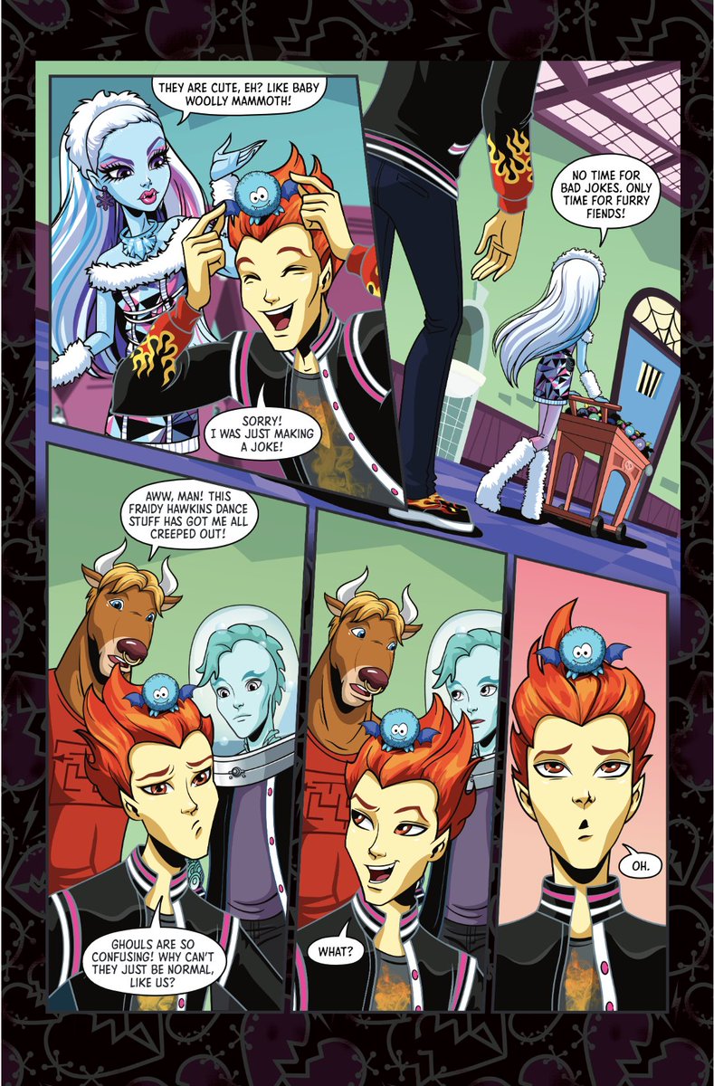 IDWPublishing's tweet photo. . #HeathBurns carries a torch for #AbbeyBominable, but she’s only interested in the frighteningly adorable furry fiends the student bloody council is selling. If only Heath could trade his flames for fur…
#MonsterHighPartyMonster is at LCS!
#MonsterHigh #MonsterhighComics https://t.co/odFxT6qzYY