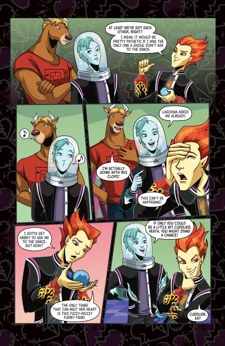 IDWPublishing's tweet photo. . #HeathBurns carries a torch for #AbbeyBominable, but she’s only interested in the frighteningly adorable furry fiends the student bloody council is selling. If only Heath could trade his flames for fur…
#MonsterHighPartyMonster is at LCS!
#MonsterHigh #MonsterhighComics https://t.co/odFxT6qzYY