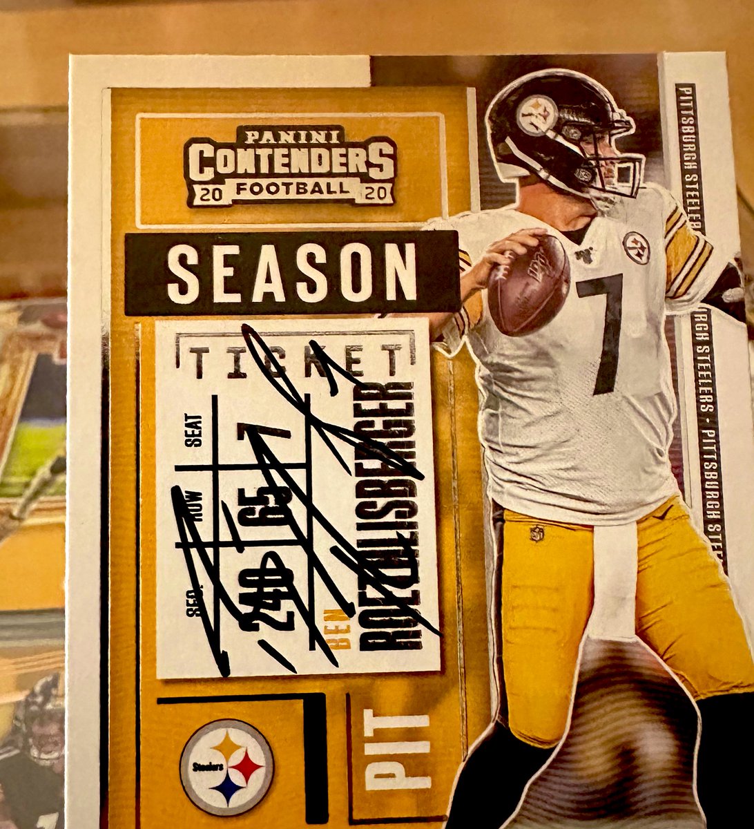 Día 1 mostrando mi colección de autógrafos. 

Panini Contenders 2020 #16 Ben Roethlisberger 
#SteelersNation #steelers