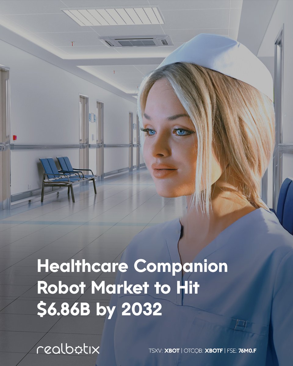 RealbotixCorp's tweet image. From $2.50 billion in 2025 to $6.86 billion by 2032, #healthcare #companionrobots are set to become a vital part of patient care and medical support systems.

Read the full market outlook: asmbly.link/Axf1WHb

🇨🇦 #TSXV: $XBOT $XBOT.V 🇺🇸 #OTCQB: $XBOTF

 #Realbotix #AI…