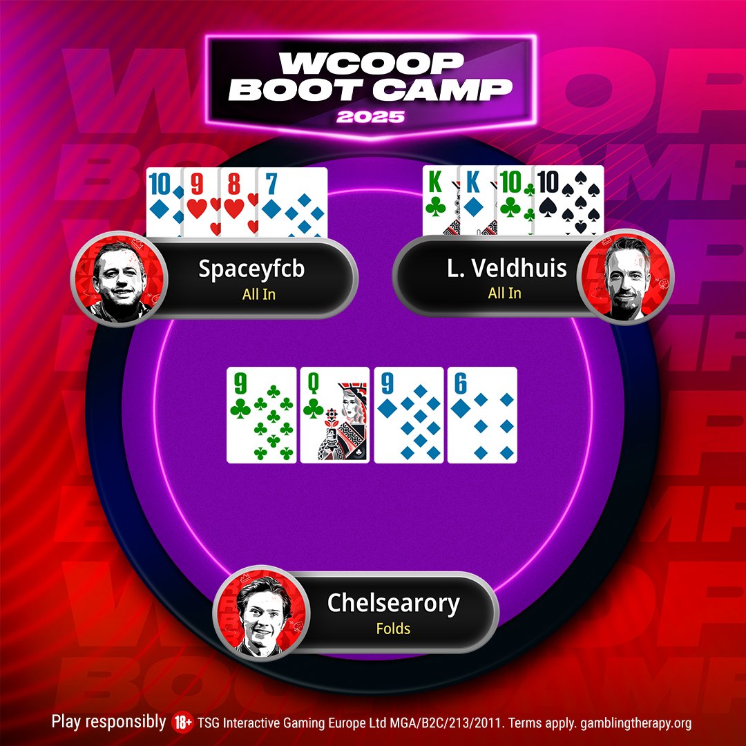 PokerStars's tweet photo. 🎟️ Twenty $5.50 tickets up for grabs🎟️ 

Know your Pot-Limit Omaha? 

Prove it. 👇 

How many outs does Lex have to win the pot? 👇 

Reply with your answer + [Stars ID] + #WCOOPBootCamp by Thu, 18:00 CET.

T&amp;Cs: https://t.co/KnCllHR1rm https://t.co/52o4jnYT8A