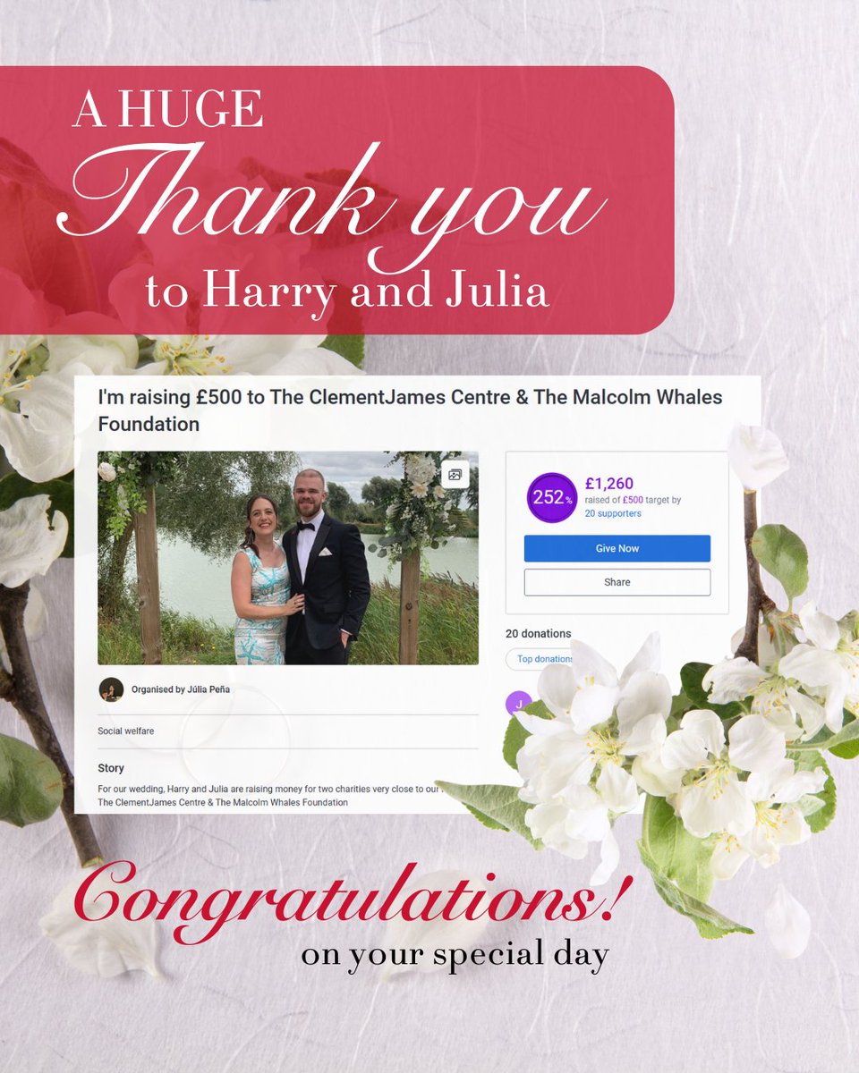 A huge Thank You to Harry and Julie for raising money for TMWF in lieu of wedding gifts!  

Many congratulations from us all on your special day!  

#TeamTMWF #ThankYou #WeddingFundraiser #Charity #Congratulations #MakingADifference