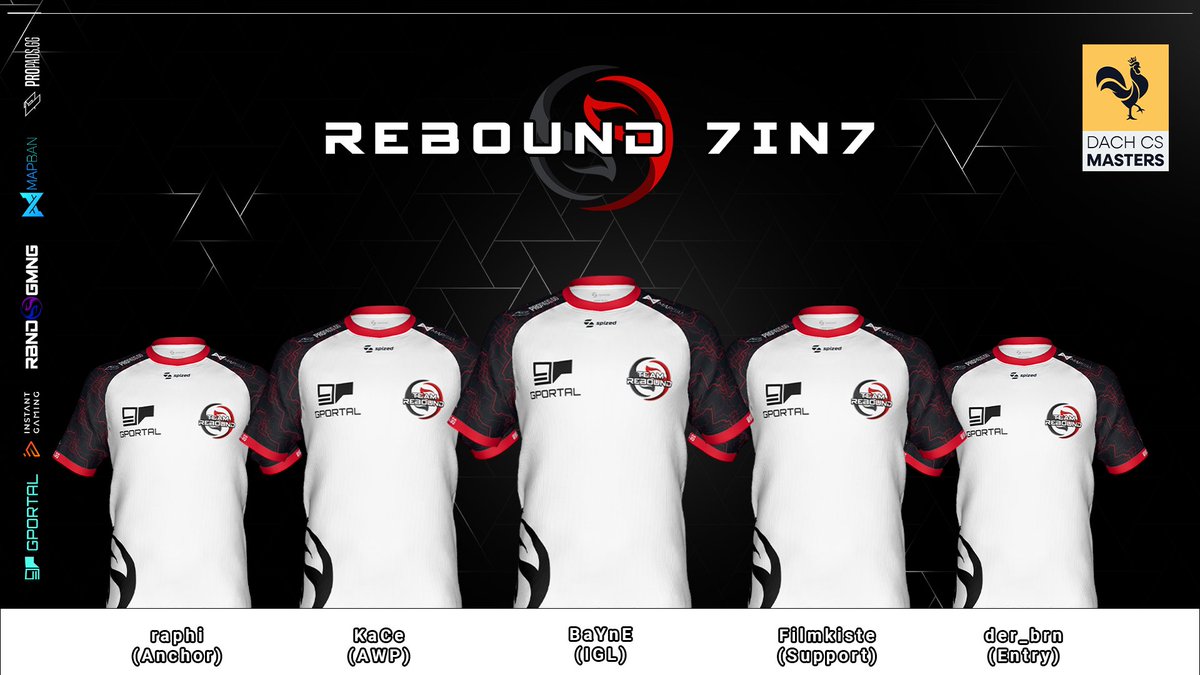 reboundcomgg's tweet photo. In wenigen Wochen startet die @dachcs Masters in die vierte Season und wir bringen 3 Teams an den Start: 

Das erste Team: @TeamReboundgg 7in7

#KaCe
#BaYnE
@Filmkiste9219 
#der_brn
#raphi

Viel erfolg in der kommenden Season 💪

#GOREBOUND 🔥🔥🔥 https://t.co/nINgOlsnOq