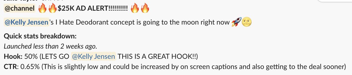 UGC_KellyJ's tweet image. Just got word that this concept is taking off for my client (over $25k in spend in a week 🤯)...and that HOOK RATE 🔥.
Goes to show that being willing to do weird things on camera – like showing off a pit with gross deodorant –  can go a long way 😅 #ugcexample