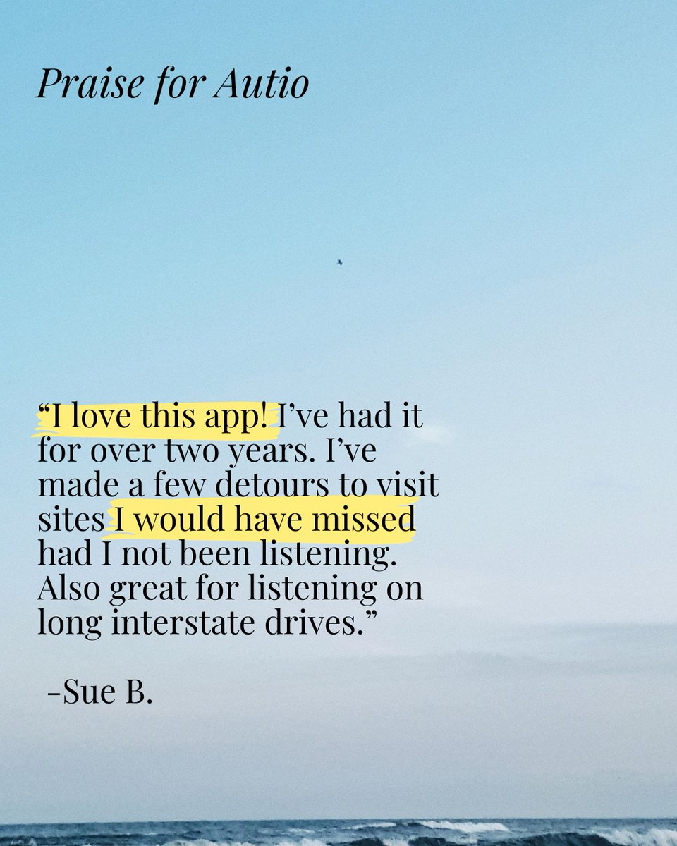 We’re continually inspired by the stories our listeners share, both through the app and about it.

When we hear how Autio brings new meaning to the miles and transforms everyday drives into unforgettable journeys, it reminds us exactly why we do what we do.