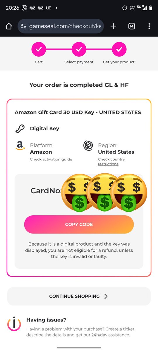 Giftcards_GFC's tweet photo. Congratulations ⚛️Abryson⚛️ to earn the 30$ gift card amazon .🥳🥷.

Buy 15mil gfc earn 10$ gift card . U can stack it x4! For a total of 40$ gift card 🥷🥳⚛️ . 24h limited event 

Airdrop 50k GFC if u follow like retweet 
$xpr $loan $metal https://t.co/CENGRvDKbT