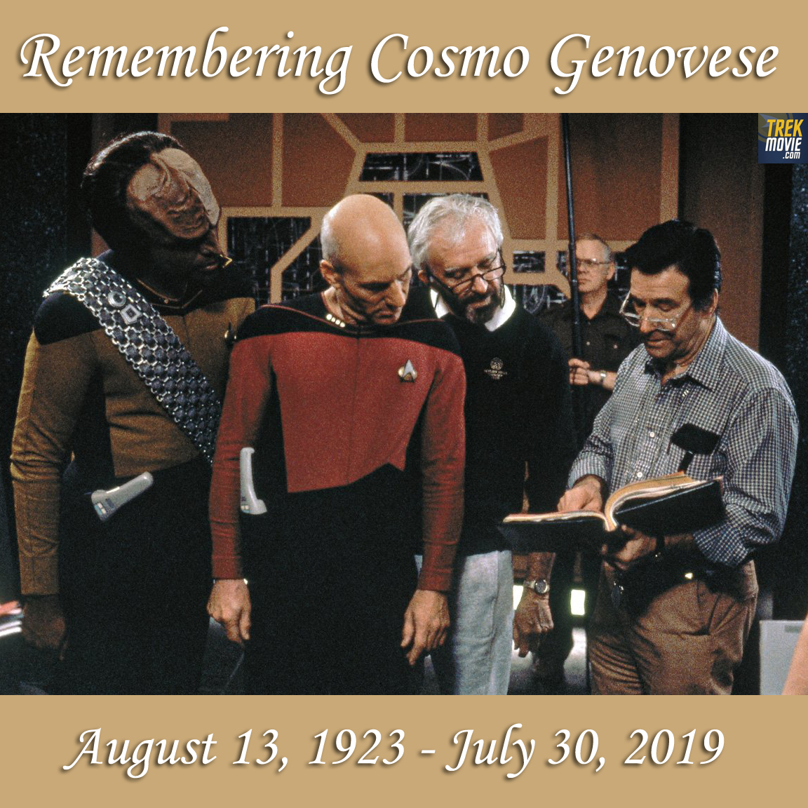 On his birthday, we remember #StarTrek script supervisor Cosmo Genovese (#StarTrekTNG, #StarTrekVoyager). Mike Okuda once said Cosmo "would love to sneak up behind you at the craft service table and vocalize the goofy “be-de-be-de” sound of Twiki from Buck Rogers."