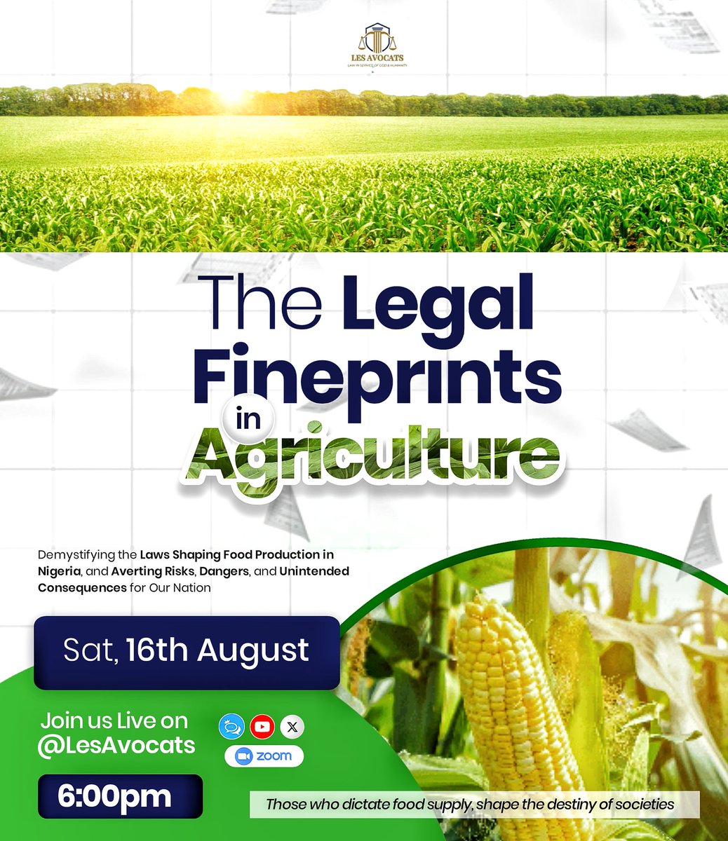 treash_oba's tweet photo. What’s really in the fine prints of our food laws?

From GMOs to food labeling, and from farmers’ rights to seed patents, there’s more to agriculture than meets the eye.

Join us this Saturday, 16th August for a powerful conversation: https://t.co/uzF9lc3oRX
