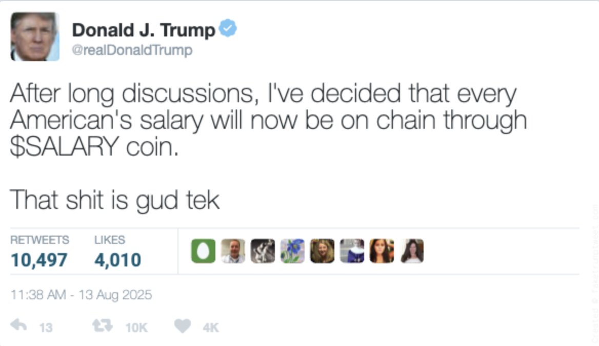 SalariedPenis's tweet photo. Holy shit @POTUS  is loading $SALARY https://t.co/tS66k89zde