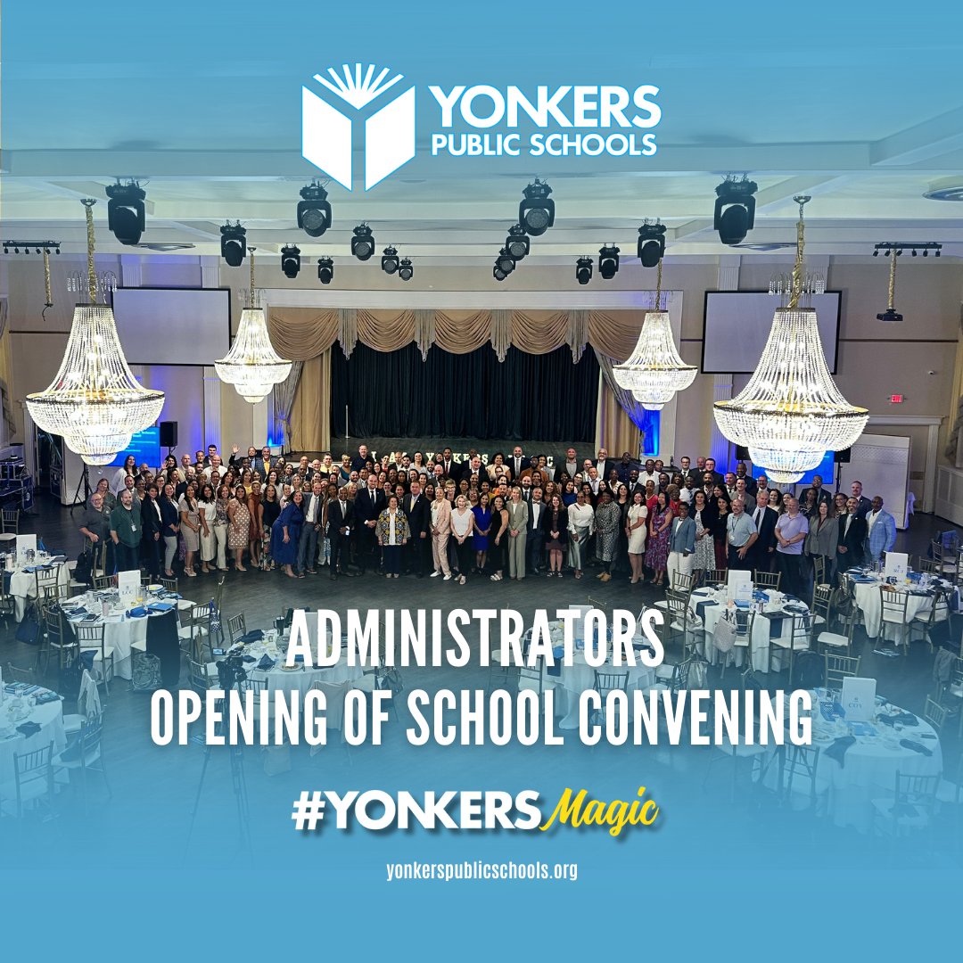 Yonkers Public Schools (@yonkersschools) on Twitter photo Administrators Opening of School Convening:
Day 1 energy: off the charts!
Thank you <a href="/MayorMikeSpano/">Mayor Mike Spano</a>, Superintendent <a href="/AnibalSolerJr/">Aníbal Soler, Jr.</a> BOE President Rosalba Corrado-Del Vecchio, VP Gail Burns, and Trustees Sheila Greenwald & Lorraine Lopez: your leadership brings us together. Administrators Opening of School Convening:
Day 1 energy: off the charts!
Thank you <a href="/MayorMikeSpano/">Mayor Mike Spano</a>, Superintendent <a href="/AnibalSolerJr/">Aníbal Soler, Jr.</a> BOE President Rosalba Corrado-Del Vecchio, VP Gail Burns, and Trustees Sheila Greenwald & Lorraine Lopez: your leadership brings us together.