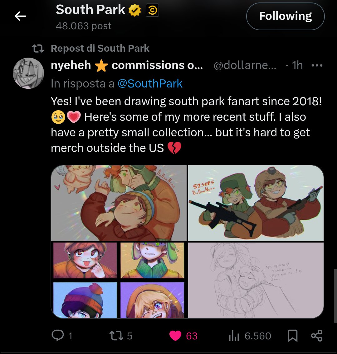 dollarnekos's tweet photo. south park approved drawing 😭💗 wow... thank you so much 😭💗 https://t.co/r2YMcTJX21