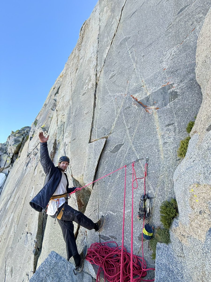 AlexHonnold's tweet photo. For last week’s High Sierra mission I joined Jordan Cannon on Trapezoid Peak to climb the route Shield of Dream, a really beautiful 5 pitch 5.13b put up by Andy Puhvel and Chase Leary. I didn’t get any photos of the climbing (it was great, really nice rock) but I took a bunch from the scenic approach and descent. With Jordan’s beta I managed to flash, which continued a rather satisfying streak this summer. I mostly train in my garage and then go out once a week to climb something that I’m proud of. Sadly, on the hike out Jordan trundled a giant boulder on himself and gashed his heel…