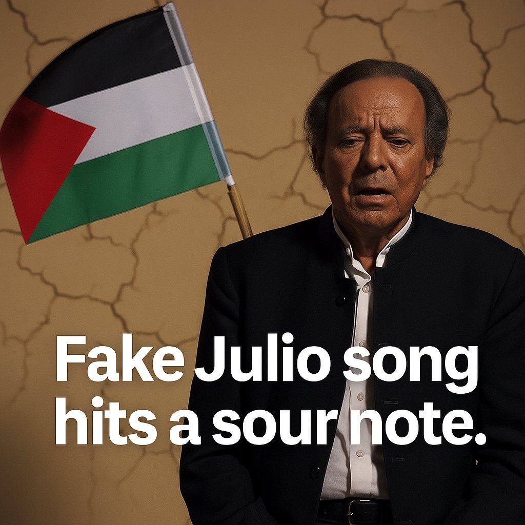 Israel-haters are now pushing a “<a href="/JulioIglesias/">JULIO IGLESIAS</a> for Palestine” ballad - and Mohamed Hadid proudly shared it like it’s gospel.
One problem: it’s 100% fake. 1/2.