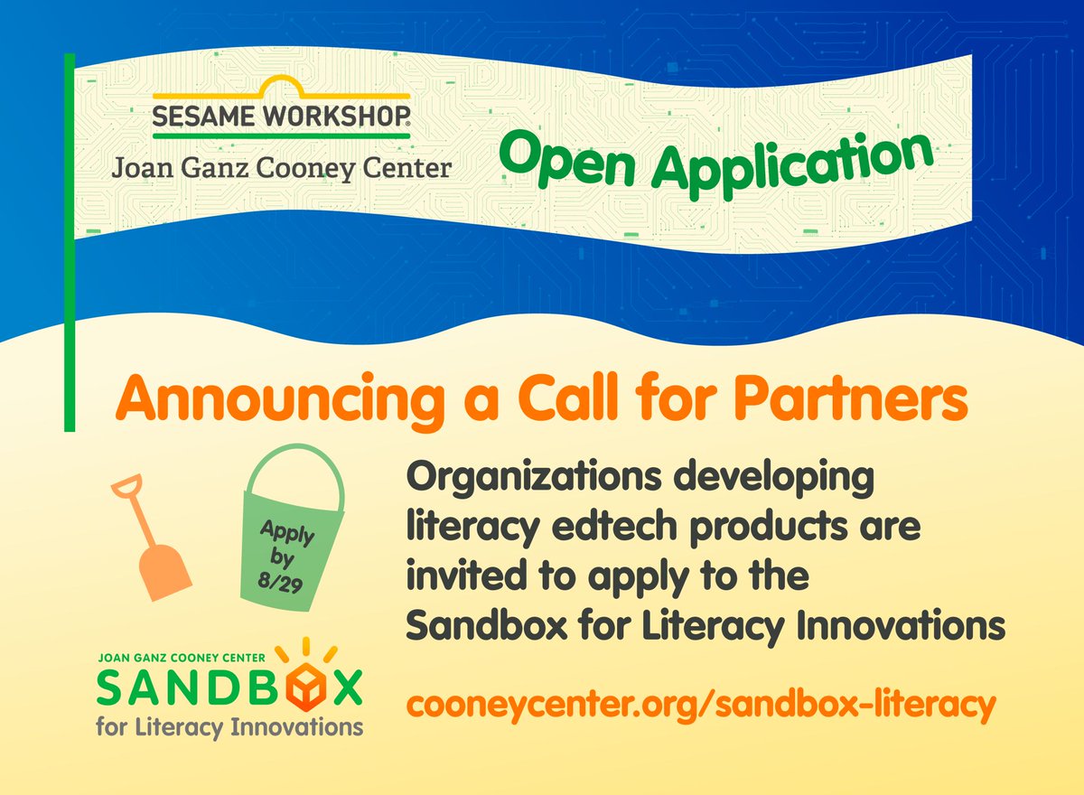 We've had a great experience in the @cooneycenter's Sandbox for Literacy Innovations, and we're excited to spread the word: applications are now open! Edtech companies focused on children’s literacy learning are invited to apply by 8/29. Learn more: cooneycenter.org/sandbox-litera…