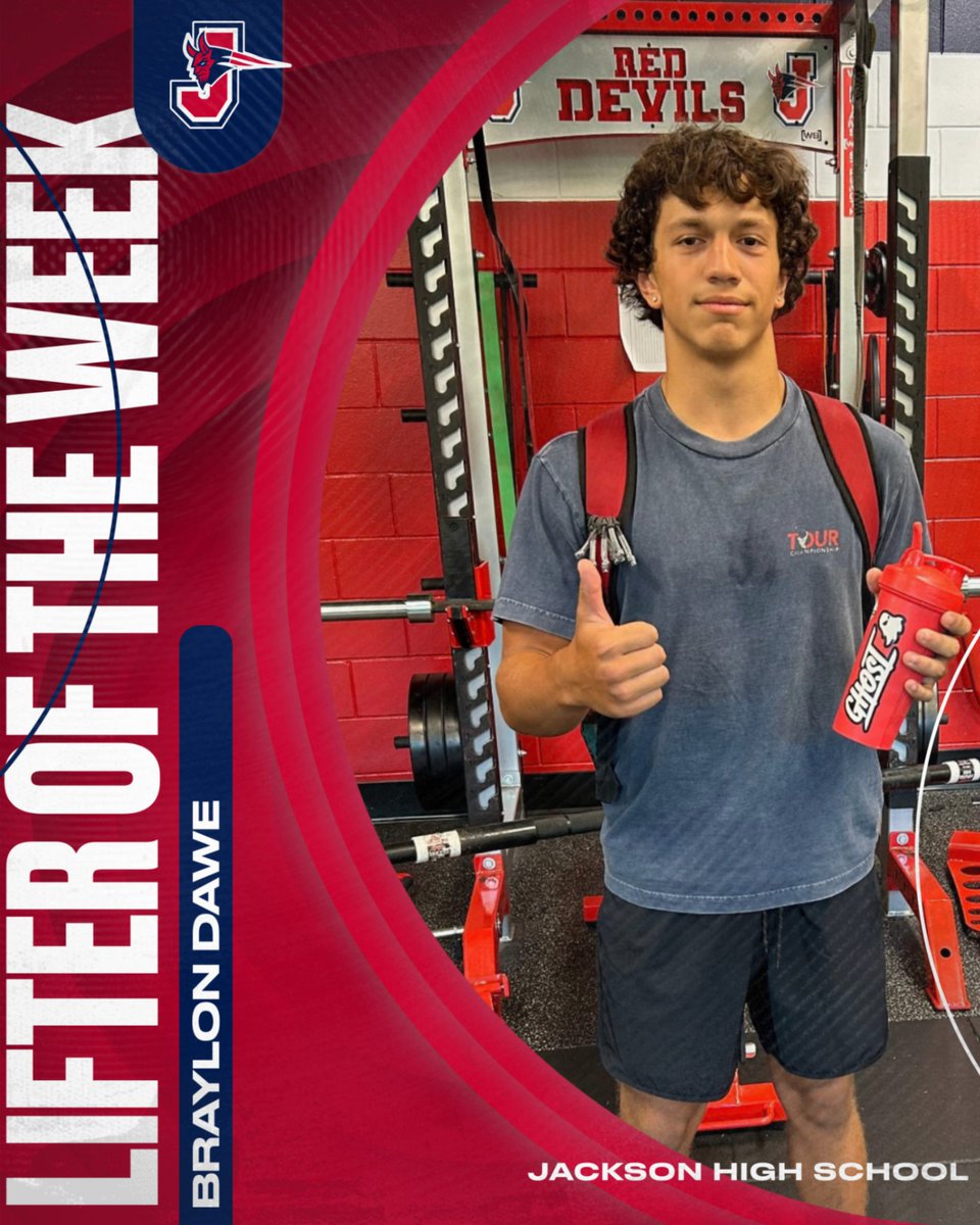 Jackson Red Devils Football (@rd4lfootball) on Twitter photo 📸 LIFTER OF THE WEEK 📸
Braylon Dawe | Junior | LB/H-back
💥 Relentless in the weight room.
💥 Leader on and off the field.
💥 Setting the standard for #RD4L & #HTT.
#RD4L #HTT
<a href="/BraylonDawe/">Braylon Dawe</a>
<a href="/Coach_e_brown/">Ellis Brown</a>
<a href="/RedDevilHFC/">Thomas A. Clark</a> 📸 LIFTER OF THE WEEK 📸
Braylon Dawe | Junior | LB/H-back
💥 Relentless in the weight room.
💥 Leader on and off the field.
💥 Setting the standard for #RD4L & #HTT.
#RD4L #HTT
<a href="/BraylonDawe/">Braylon Dawe</a>
<a href="/Coach_e_brown/">Ellis Brown</a>
<a href="/RedDevilHFC/">Thomas A. Clark</a>