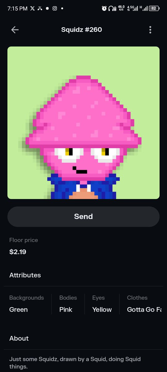 ImmanuelAk7822's tweet photo. Bought a squid NFT
Just some squidz, bought by a squid, doing squid thingsπ
π
#squidz #Solana #NFT https://t.co/ovaLxrHP2I