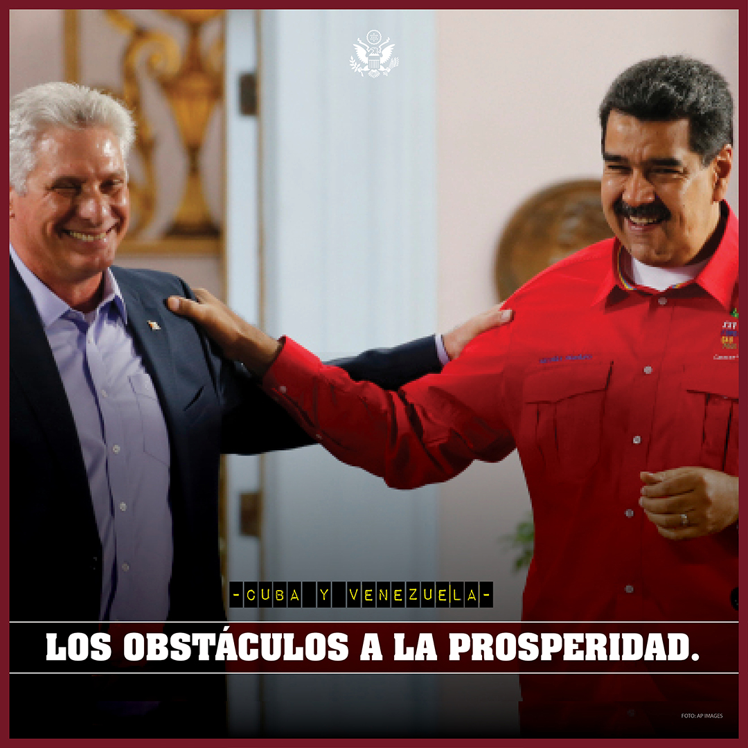 ¿Cuál es el mayor obstáculo para la prosperidad de Cuba y Venezuela? Sus propios líderes corruptos. Es hora de que dejen de sofocar y cooptar el espíritu emprendedor. Los pueblos cubano y venezolano están listos para construir un futuro mejor. Lo que obstaculiza a los pueblos no