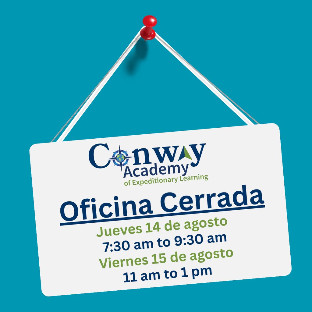 Conway office will be closed 
Thursday August 14 from 7:30 am - 9:30 am 
and 
Friday August 15 from 11 am - 1 pm.