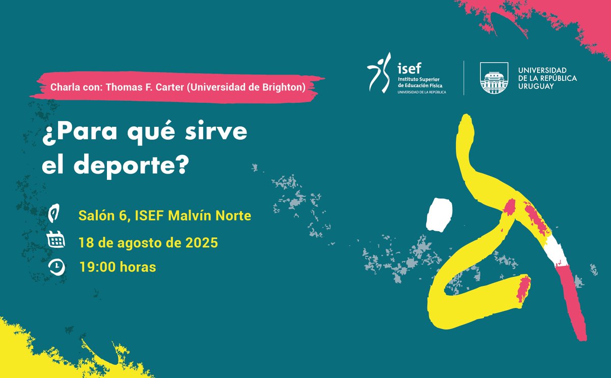 📌¿Para qué sirve el deporte?
Conferencia de Thomas F. Carter (Universidad de Brighton) 

Más información 👉 isef.udelar.edu.uy/noticias/confe…