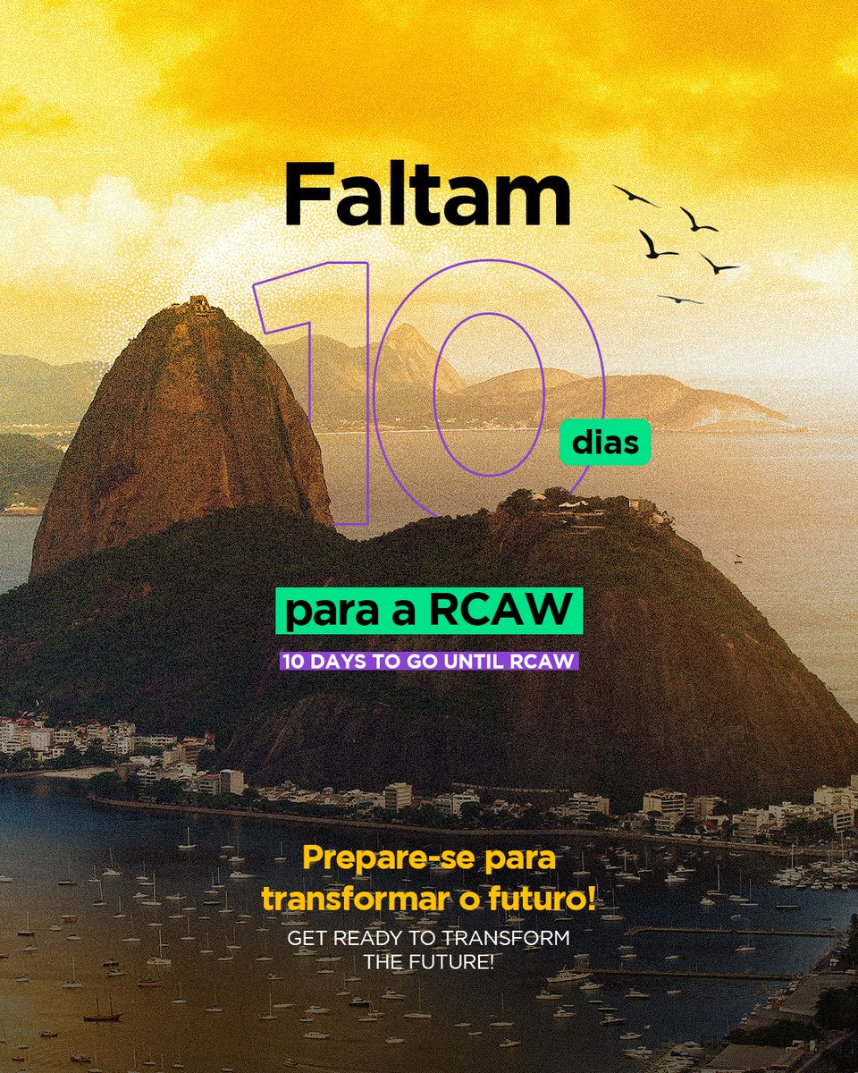 RioCAW's tweet photo. ⏳ 10 days to #RCAW2025! 

The future is about to be discussed and transformed. Are you ready? 🚀

More info: https://t.co/L6UQjR0y2p https://t.co/SkrCPNRfDw