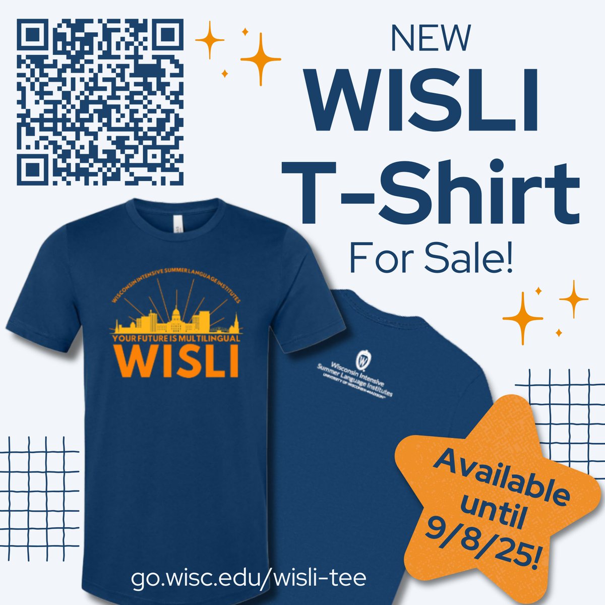 wisli_uw's tweet image. 🎉 First-Ever WISLI T-Shirts! 🎉Celebrate the learning & teaching of less commonly taught languages with our debut tee.🛒 go.wisc.edu/wisli-tee
📅 Order by Sept 8 👕 Ship or pickup
@cessi_uw @sasli_uw @medli_uw @sipi_uw