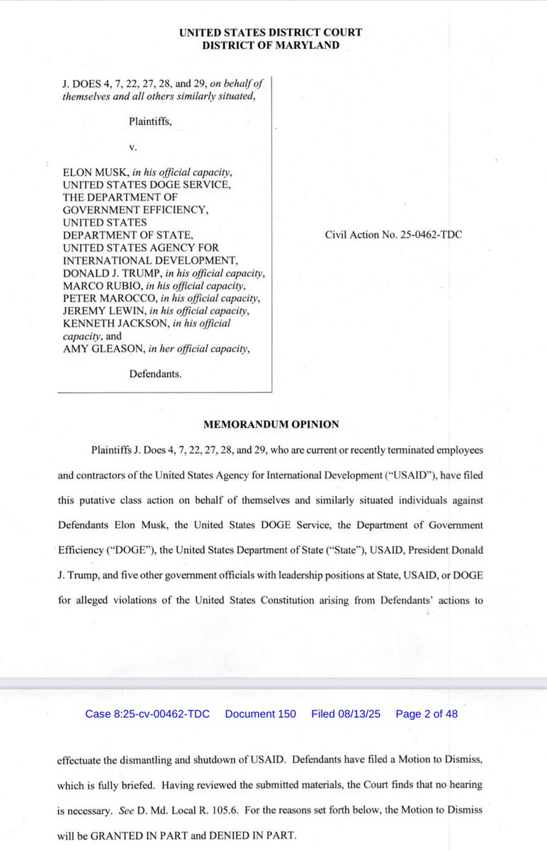 BREAKING: we defeated Trump admin motion to dismiss in our class action over the destruction of USAID!

Huge win for us &amp; colleagues incl. partner &amp; class action experts Lieff Cabraser

With post-CASA emphasis on class actions for national relief, so lucky to have their expertise