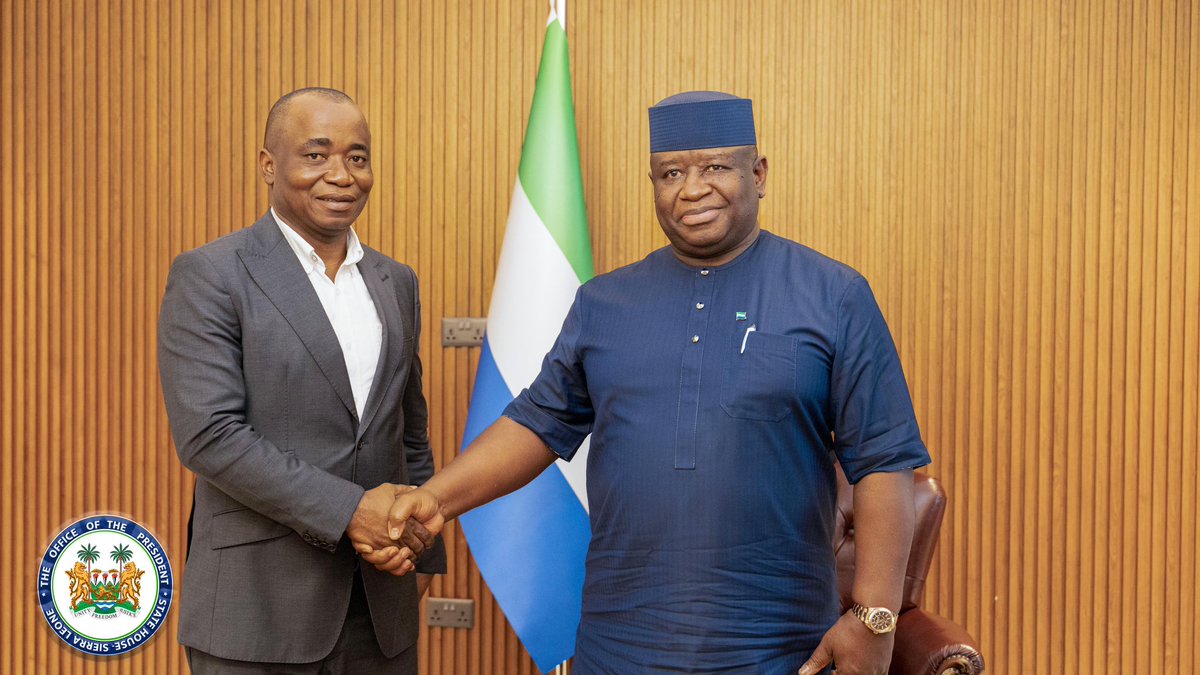 Presidency | Sierra Leone 🇸🇱 (@presidency_sl) on Twitter photo His Excellency <a href="/julius_maadabio/">Julius Maada Bio</a> was thrilled to welcome Babadi Kamara, the new President of the Sierra Leone Football Association, along with his dynamic team and the Minister of Sports, to State House today! With our nation's deep passion for football, <a href="/julius_maadabio/">Julius Maada Bio</a> is eager His Excellency <a href="/julius_maadabio/">Julius Maada Bio</a> was thrilled to welcome Babadi Kamara, the new President of the Sierra Leone Football Association, along with his dynamic team and the Minister of Sports, to State House today! With our nation's deep passion for football, <a href="/julius_maadabio/">Julius Maada Bio</a> is eager