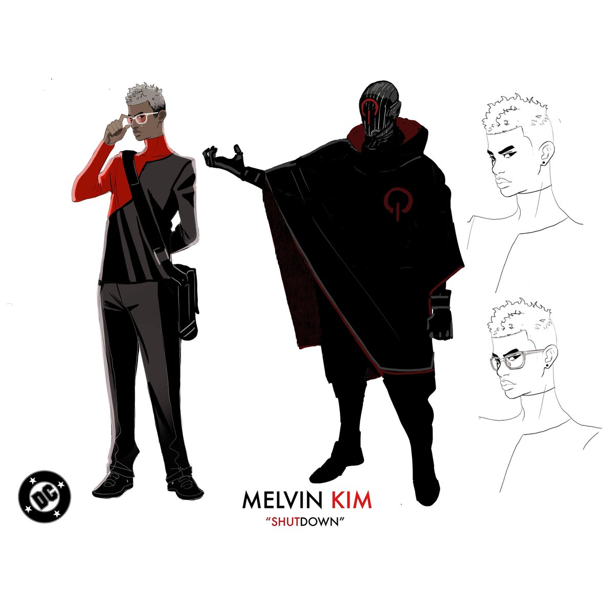 CHARACTER DESIGN FIRST LOOK FOR BATMAN/STATIC:BEYOND
(Slide for designs and read below for descriptions)

STATIC BEYOND “SHUTDOWN SUIT- 
After an encounter with a mysterious new antagonist  (SHUTDOWN) that has the ability drain immense power, Virgil must find a way to store his