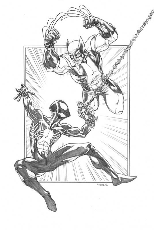 iamluke85's tweet photo. #spiderman vs #wolverine artwork by #RobertAtkins https://t.co/Yojcm53Y1E