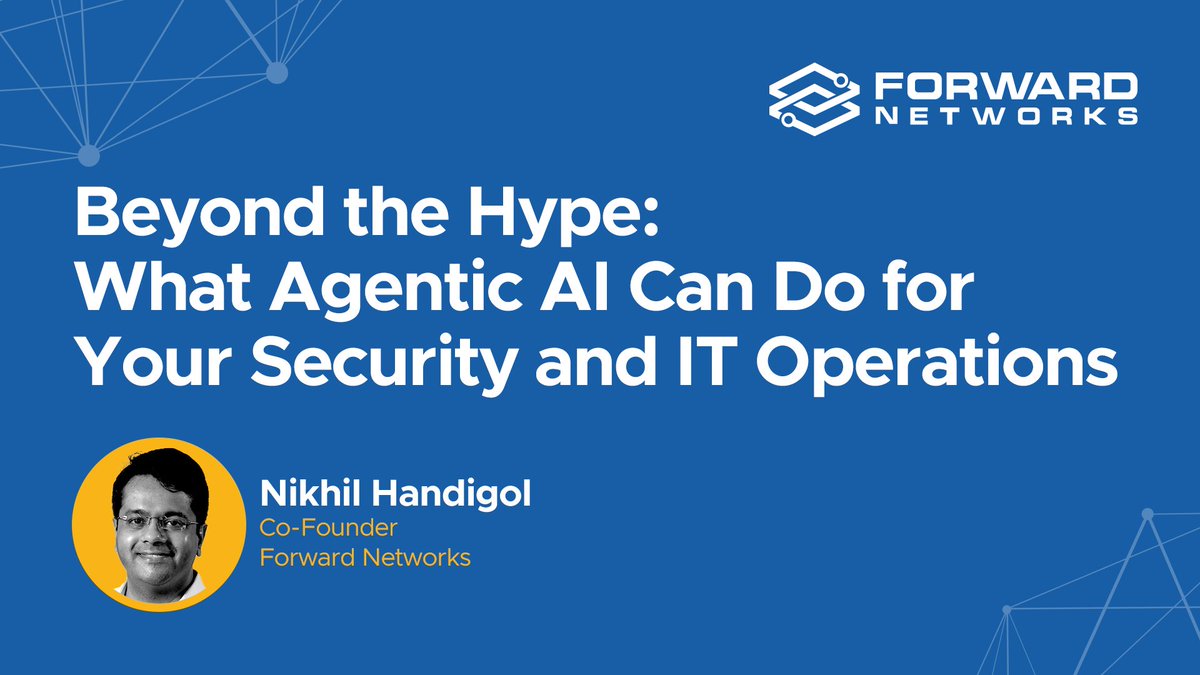 Dr. <a href="/nikhilhandigol/">Nikhil Handigol</a> will illustrate tomorrow how #DigitalTwinTechnology enables reliable AI-driven decision-making through behavioral modeling, comprehensive network context, and verification safeguards. Register for Dr. Handigol's webinar here:
hubs.li/Q03CDCPD0 #AgenticAI
