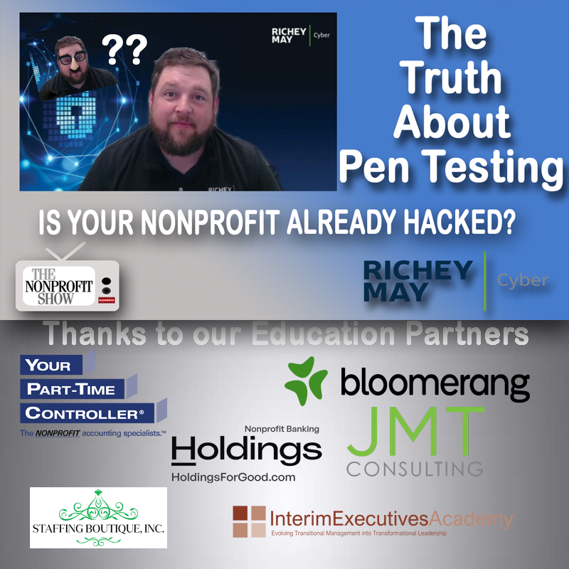 Nonprofit_Show's tweet photo. Has your #nonprofit ever had a simulated break-in to test your #digitalDefenses? If not, you may already have an #intruder inside!  BTW. . .It's safe to click this Show Link 😀  :  https://t.co/aYsvqDvz0z

#Cyberattacks are happening at nonprofits every day. Far too many organizations have no idea they’ve been breached until months later. Nonprofit Cybersecurity experts  @RicheyMay  , pulled back the curtain on the urgent, often-overlooked practice of #PenetrationTesting —known as “pen testing.”