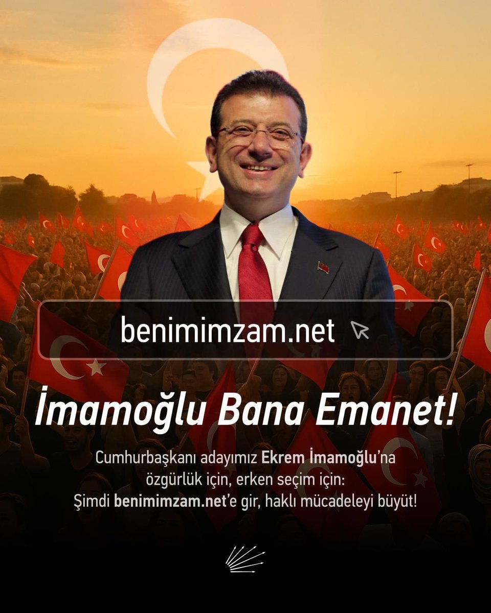 ADAYIMI YANIMDA, SANDIĞI ÖNÜMDE İSTİYORUM!

benimimzam.net  yayında!

Cumhurbaşkanı adayımız Ekrem İmamoğlu’na özgürlük için, erken seçim için: Şimdi imzanı at!

Kurtuluş yok tek başına, ya hep beraber ya hiçbirimiz!

#Benimİmzam