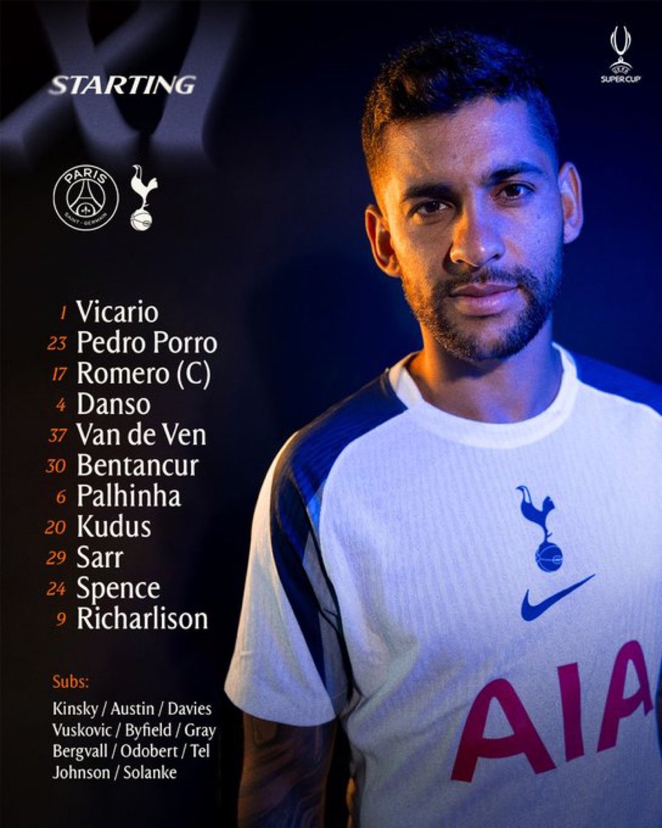 BentNyegaard's tweet photo. Surrealistisk 🔥 Vi spiller nu om endnu et trofæ 🙏
#PSGTOT #UEFASuperCup #GOTHOMAS
#COYS https://t.co/UztzpTINe4