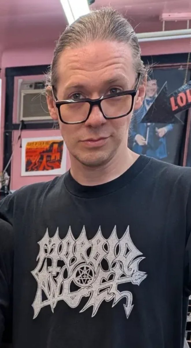 TobiasPicks's tweet photo. Tobias Forge channeling his inner Mary Goore and wearing a shirt with the Morbid Angel logo on it. 🤓 https://t.co/9JWCwko0uH
