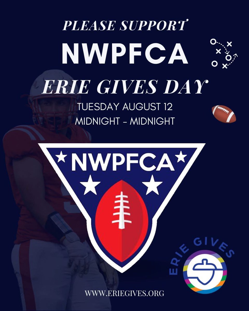 A big shout out to those that donated yesterday during Erie Gives Day 2025. The coaches that took advantage of paying your dues through the donation will be given credit.