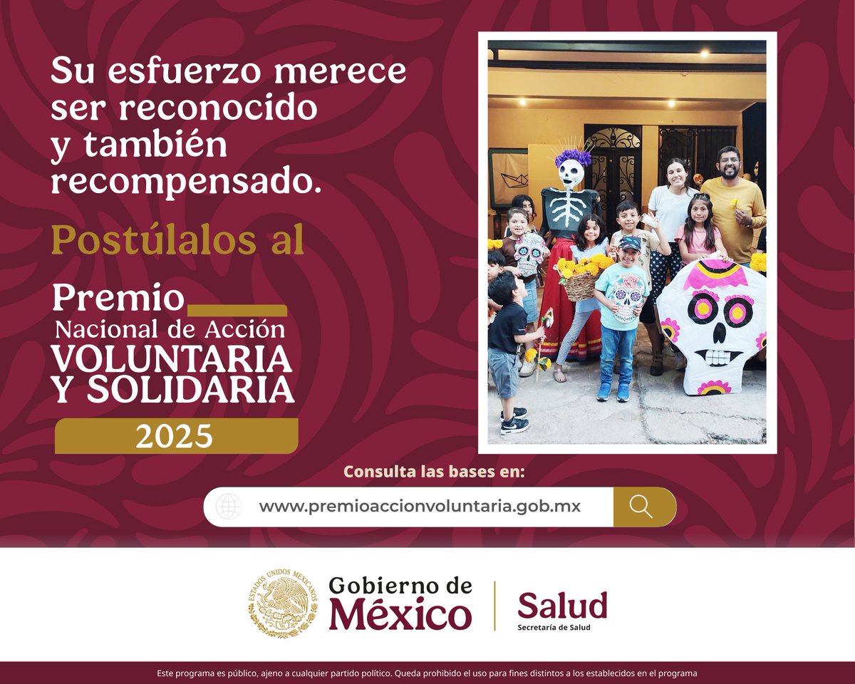 #PNAVS2025

El Premio Nacional de Acción Voluntaria y Solidaria premia, motiva e impulsa el trabajo altruista de personas y grupos que generan un impacto positivo en sus comunidades.

¡Consulta las bases y postula a tus candidatos!

➡️ premioaccionvoluntaria.gob.mx