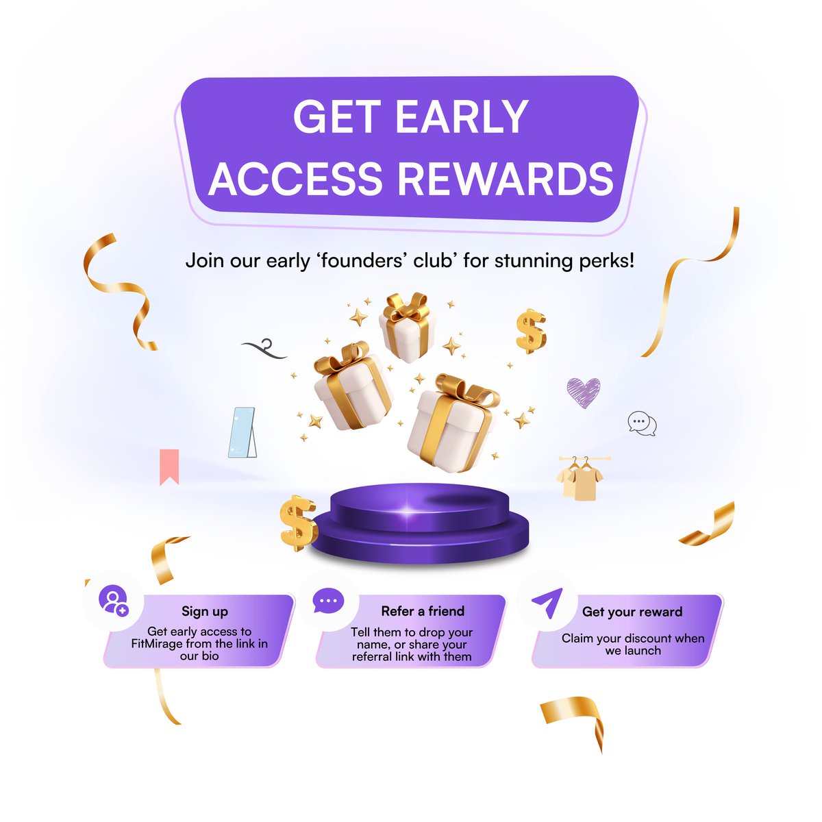 fitmirageapp's tweet photo. We heard you're looking for an app to style what you already have.

Sign up now, be among the first to experience the future of styling your outfits, &amp; get rewards! 🪞💜

#earlyaccess #prototypetoproduct #fitmirage #outfitplanner #aistylist #smartstylingtools #shoplessstylemore https://t.co/2v9AKX28IA