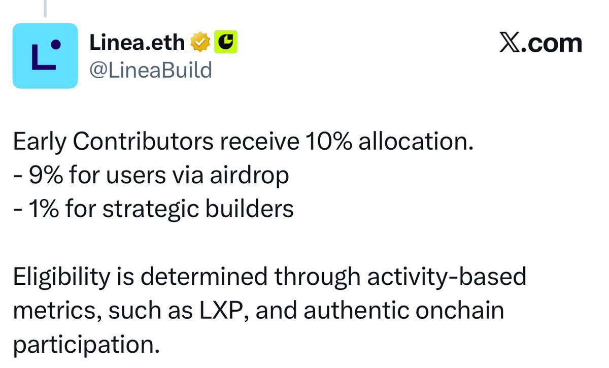 Linea is allocating 1% to their strategic builders.

Here are top 5 communities which are most likely to receive that pie &amp;…

How you can position yourself for the extra 1% 🧵