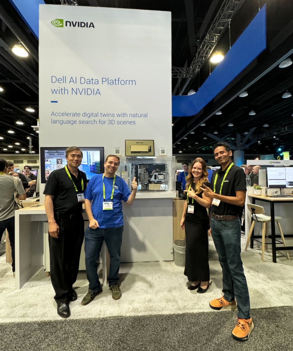 NVIDIAAIInfra's tweet photo. ✨ Check out #NVIDIARTXPRO Servers in action at Dell's Booth (#301) at #SIGGRAPH2025.

See how natural language search transforms digital twin workflows in @nvidiaomniverse with USD Search — powered by the Dell AI Data Platform with NVIDIA RTX PRO 6000 Blackwell Server Edition GPUs.