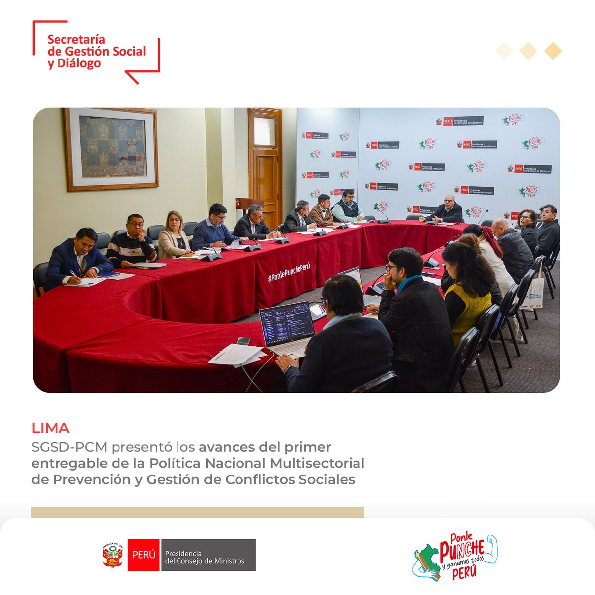 Secretaría de Gestión Social y Diálogo - PCM (@pcm_sgsd) on Twitter photo 📌#Lima l La <a href="/PCM_SGSD/">Secretaría de Gestión Social y Diálogo - PCM</a>, lideró la reunión multisectorial con los integrantes del Grupo de Trabajo de la "Política Nacional Multisectorial de Prevención y Gestión de Conflictos Sociales”, con el objetivo de validar el primer entregable de la referida Política Nacional. 📌#Lima l La <a href="/PCM_SGSD/">Secretaría de Gestión Social y Diálogo - PCM</a>, lideró la reunión multisectorial con los integrantes del Grupo de Trabajo de la "Política Nacional Multisectorial de Prevención y Gestión de Conflictos Sociales”, con el objetivo de validar el primer entregable de la referida Política Nacional.