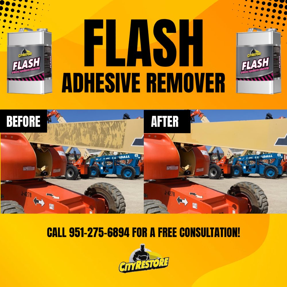 CityRestore's tweet image. Sticky residue mess? Gone in a FLASH with **FLASH ADHESIVE REMOVER!** ⚡️
🌐 **BUY NOW** at cityrestore.com/products/flash…
📞 Call 951-275-6894
#cityrestore #adhesive #stickerremoval #service #beforeandafter #likenew #satisfying #construction #clean #maintenance