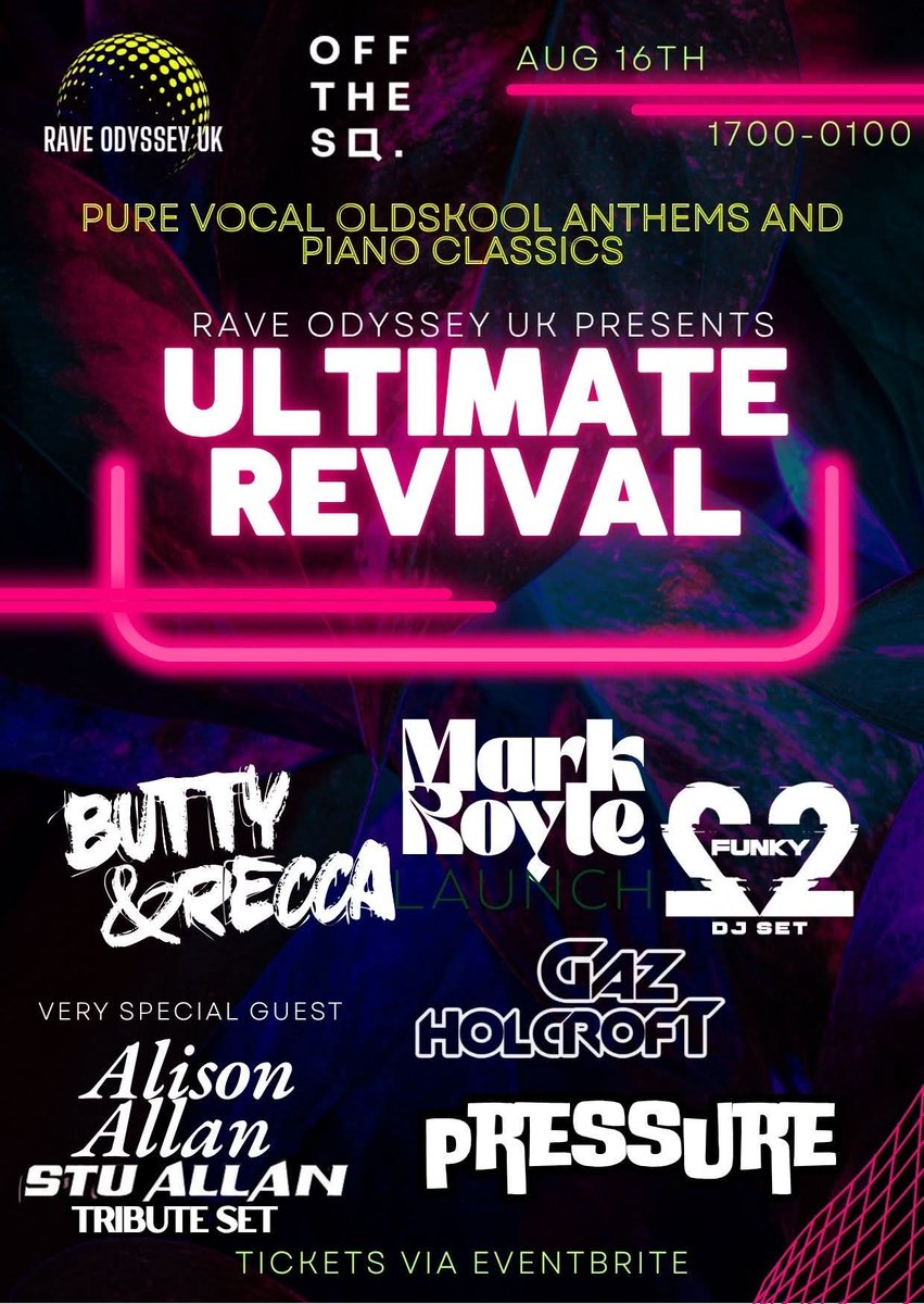 This Saturday!

We are at Off The Square in Manc for Ultimate Revival - it's their first event and its acting like it's been around for ages. It's gonna be a busy un!

Last few remaining tickets are available here:
eventbrite.co.uk/e/ultimate-rev…

🥳