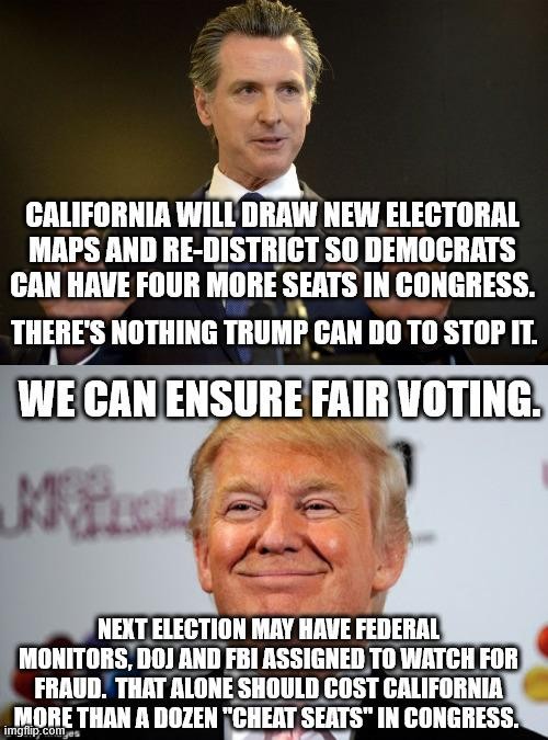 kArEn_Magnet_'s tweet image. #GavinNewsom wants to draw new #electoral maps &amp;amp; #redistrict #California to ensure more #Democrat House seats.  How do we respond?  Plan now for #Federal observers, #DOJ &amp;amp; #FBI to monitor the next #elections to ensure FAIR voting in CA.  Without cheating, California is RED...